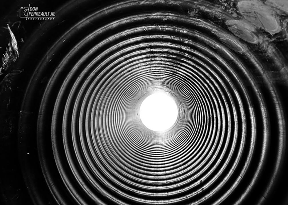 black and white tunnel photograph